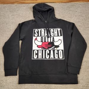 ESMX Straight Outta Chicago Hoodie Mens Large Bulls NBA Black Graphic Sweatshirt